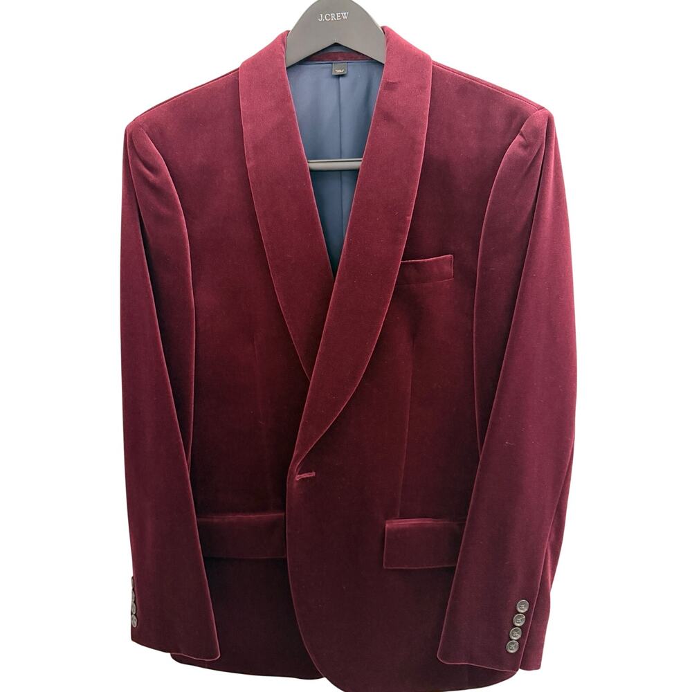 J.Crew Ludlow Shawl Collar Velvet Tuxedo Blazer Burgundy 40S